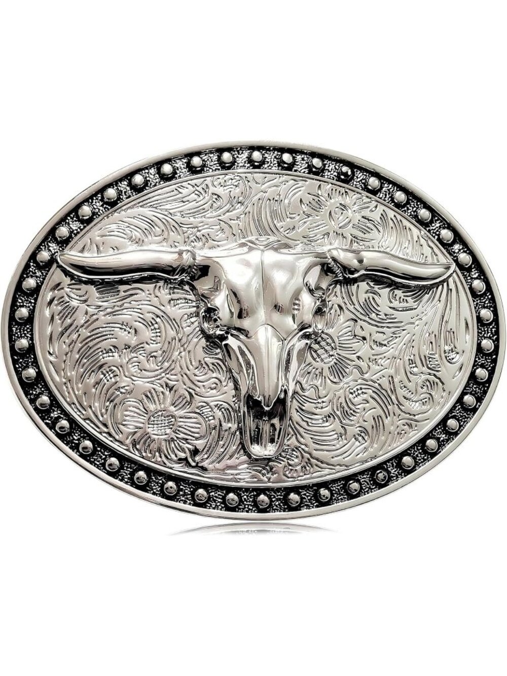 Men Longhorn Silver Western Cowboy Buckle Large Gift for Men Women Belt